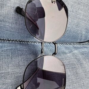 CHANEL Black Hexagonal Sunglasses